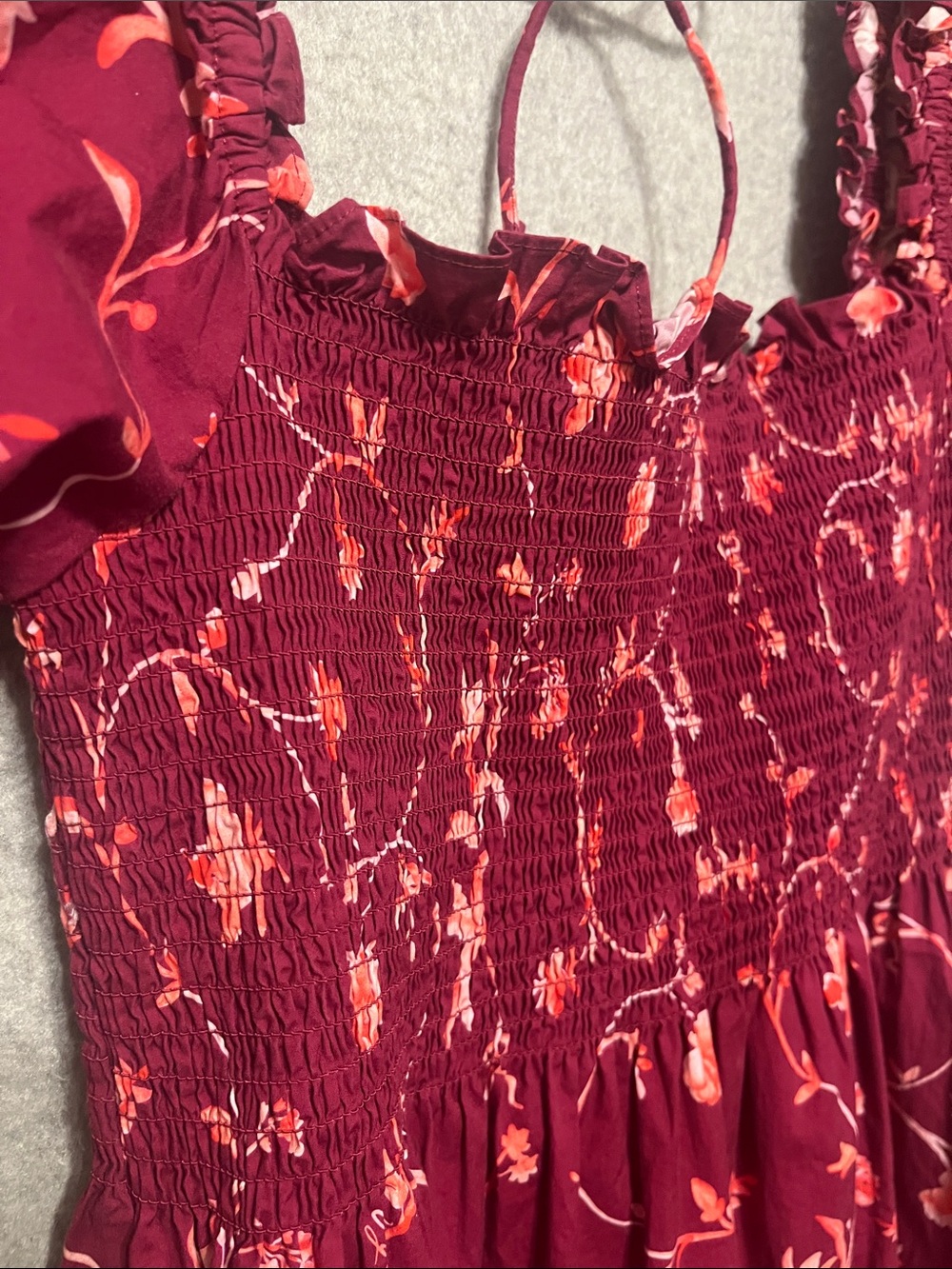 Hill House The Nesli Nap Dress Large Burgundy Botanical Cottagecore Boho - Picture 4 of 7